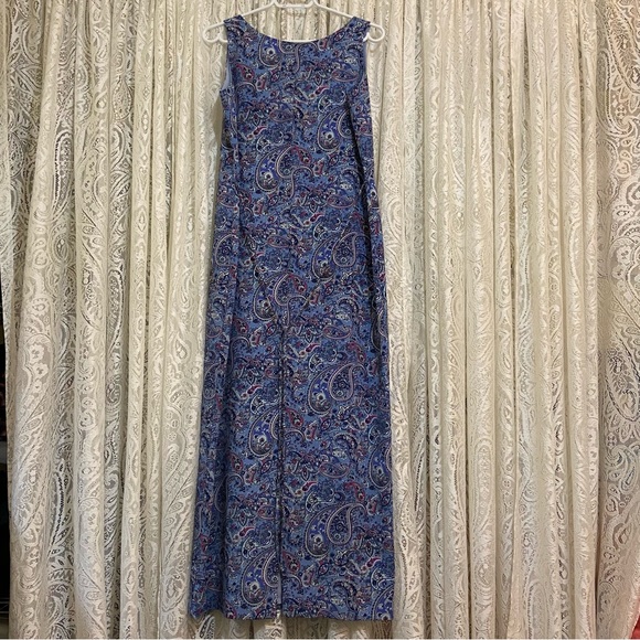 Vintage Maxi Sleeveless Dress. Blue Paisley. - Picture 2 of 3